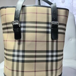 Burberry Beige and Black Checkered Tote